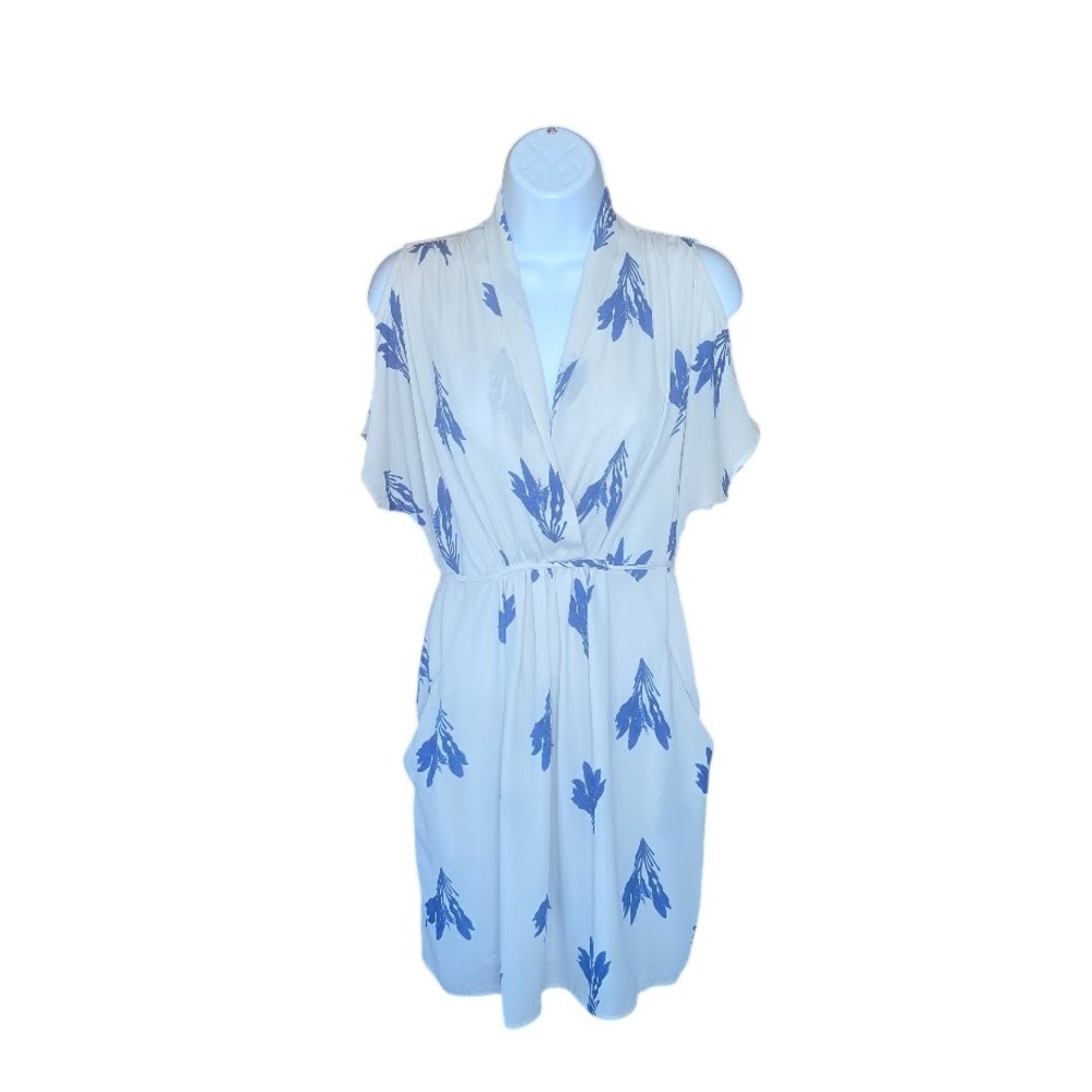 Collective Concepts Cream Floral Cold Shoulder Mini Dress‎ Women M Resort Vaca
